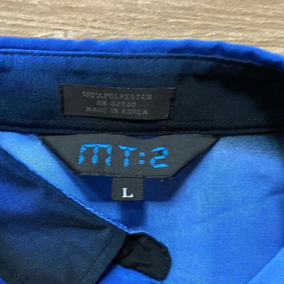 MT:2 Button Up Short Sleeve Shirt Dragon Double Sided Korea Mens Size Large - Picture 2 of 6